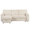 U_STYLE Upholstery Sleeper Sectional Sofa with Storage Bags and 2 cup holders on Arms