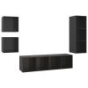 4 Piece TV Cabinet Set High Gloss Black Engineered Wood