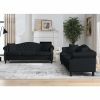[Video] 79" Chesterfield Sofa Black Velvet for Living Room, 3 Seater Sofa Tufted Couch with Rolled Arms and Nailhead for Living Room, Bedroom, Office