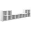 5 Piece TV Cabinet Set High Gloss White Engineered Wood