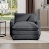 Comfortable Single Chair Deep Seat Sofa With Footstool With One Pillow, Suitable for Living Room and Bedroom, Club Multiple Occasions