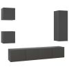 5 Piece TV Cabinet Set Gray Engineered Wood