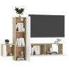 3 Piece TV Cabinet Set White and Sonoma Oak Engineered Wood