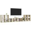 8 Piece TV Cabinet Set White and Sonoma Oak Engineered Wood