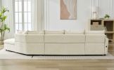146.9" L-shaped Sofa Sectional Sofa Couch Pull-out Sofa Bed with a Movable Storage Ottoman, a Storage Chaise Lounge and Two USB Ports for Living Room