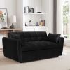 64.9 "3-in-1 foldable large size sofa bed, modern velvet double sofa, sofa bed with adjustable back, storage bag and pillow, suitable for living room