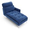55" Chaise Lounge Indoor,Upholstered Furniture Lounge Chair with Left Armrest & Lumbar Pillow