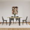 MDF Wood Colour Dining Table and Modern Dining Chairs Set of 4, Mid Century Wooden Kitchen Table Set, Metal Base & Legs