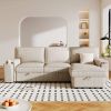 U_STYLE Upholstery Sleeper Sectional Sofa with Storage Bags and 2 cup holders on Arms