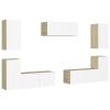 7 Piece TV Cabinet Set White and Sonoma Oak Engineered Wood