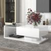 [VIDEO provided] ON-TREND Modern Coffee Table with Tempered Glass, Wooden Cocktail Table with High-gloss UV Surface