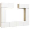 6 Piece TV Cabinet Set White and Sonoma Oak Engineered Wood
