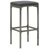 Bar Stools with Cushions 6 pcs Gray Poly Rattan