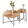 cRadial Pattern 2-Piece Coffee and End Table Set – Waterproof MDF with PVC Cover, Distressed Cylindrical Design