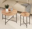 cRadial Pattern 2-Piece Coffee and End Table Set – Waterproof MDF with PVC Cover, Distressed Cylindrical Design