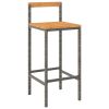 Bar Stools 4 pcs Gray Poly Rattan and Solid Wood Acacia