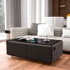 Modern Smart Coffee Table with Built-in Fridge, Bluetooth Speaker, Wireless Charging Module, Touch Control Panel, Power Socket, USB Interface