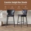 28inch Counter Height Bar Stools Set of 2, Modern Bar Upholstered Chairs with PU Leather, Metal Footrest and Frame for Kitchen Island, Bar Table