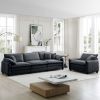 Mid-Century Modern Sofa Set of Two, One 3-Seater Sofa and One Single Seat Sofa with 2 Arm Pillows and 4 Throw Pillows