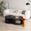 Nesting Coffee Table, Round Nesting Tables and End Tables for Small Space, Modern Side Tables with Extendable Sliding Tabletop for Living Room, Office