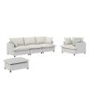 [New+Video] 3 Piece Living Room Sofa Set,Modular L Shaped Chenille Sectional Couch,Upholstered 3 Seater Sofa & Armchair & Movable Ottoman