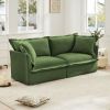 Modern Slipcovered 2-Seat Sofa Couches for Living Room, 2 Seater Sofa, Plain Chenille Deep Seat Sofa with Upholstered Cushion&Detachable Cover