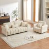 80''Premium chenille fabric sofa with 2 cushions and 1 lumbar pillow Armrest strap design,,upholstered 3-seater sofa for living rooms, bedrooms