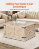 VEVOR Rattan Coffee Table Rectangle Rattan Coffee Table 2-Tier for Living Room