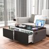 Modern Smart Coffee Table with Built-in Fridge, Bluetooth Speaker, Wireless Charging Module, Touch Control Panel, Power Socket, USB Interface