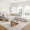 U_STYLE L-shaped Padded Modular Sofa with Storage Space, USB Ports, and Cup Holders on the Armrests, Suitable for Living Rooms, Offices