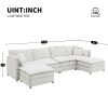 [VIDEO provided] [New] 134*66" Chenille Modular Sectional Sofa,U Shaped Cloud Couch Set with Double Cushions ,6 Seat Sleeper Sofa Bed with Ottomans