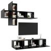 7 Piece TV Cabinet Set Black Engineered Wood