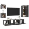 5 Piece TV Cabinet Set Gray Engineered Wood