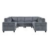 8-Piece Modular Sectional with Storage Seats, Side Pockets