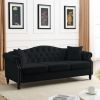[Video] 79" Chesterfield Sofa Black Velvet for Living Room, 3 Seater Sofa Tufted Couch with Rolled Arms and Nailhead for Living Room, Bedroom, Office