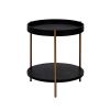 2-Piece Modern 2 Tier Round Coffee Table Set for Living Room,Easy Assembly Nesting Coffee Tables, End Side Tables for Bedroom Office Balcony Yard