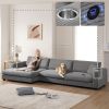 [VIDEO provided][New]134*54"Oversized Corduroy Sectional Sofa,L Shaped Cloud Couch with USB Charging Port,Cup Holder