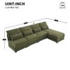 [VIDEO provided][New]120*61" Oversized Deep Seat Sectional Sofa with Reversible Chaise,Loop Yarn Fabric 5-seat Armless Indoor Furniture