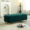 47.24''W Storage Ottoman,Upholstered Velvet Fabric Storage Ottoman with Safety Hinge, gold decoration strip and gold embroidery Footstool
